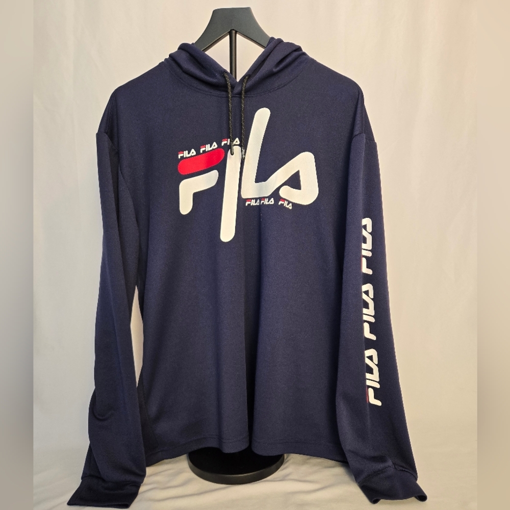 Fila Sport Training Men's Hoodie, Navy Blue Light Weight Slim Fit size Large‎